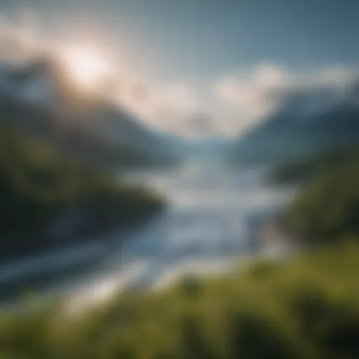 A breathtaking view of Mendenhall Glacier surrounded by lush greenery