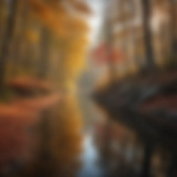 A tranquil lakeside hike during autumn