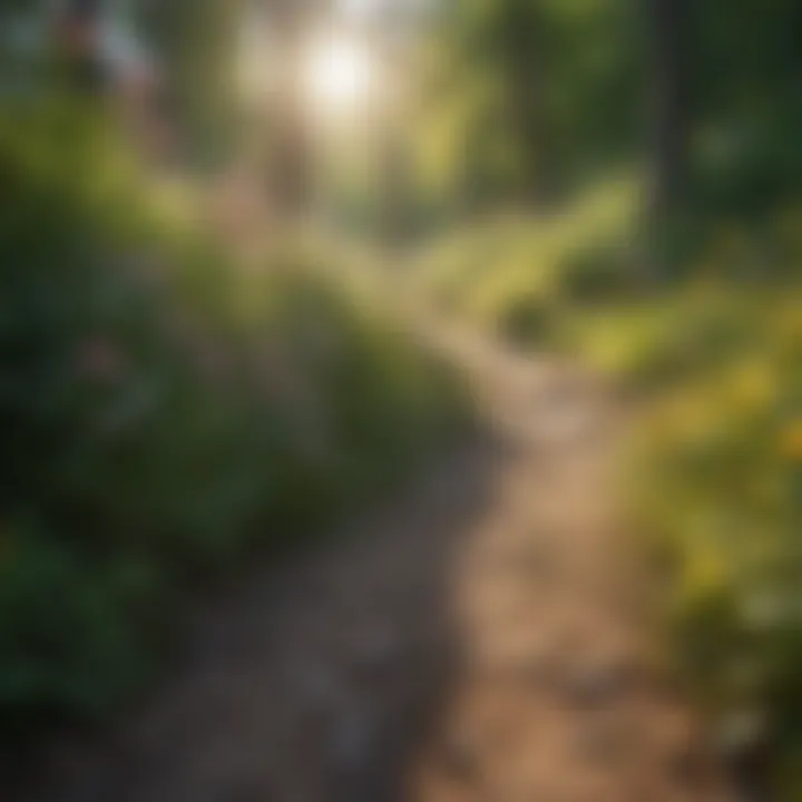 Wildflowers blooming along a sunny hiking path