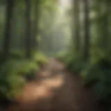 Panoramic view of a serene woodland trail