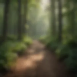 Panoramic view of a serene woodland trail
