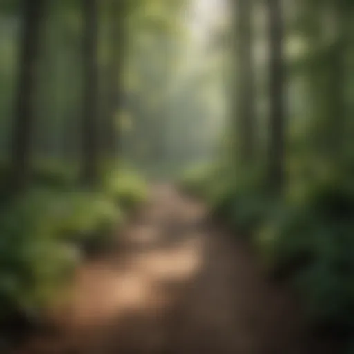 Panoramic view of a serene woodland trail