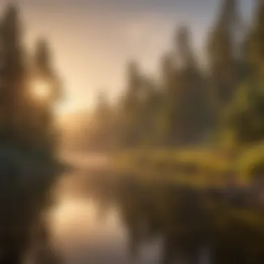 Serene Sunrise Over Montecito Lake Serene view of Montecito Lake at sunrise