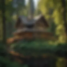 The stunning exterior of Multnomah Lodge surrounded by towering trees.