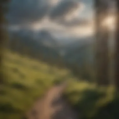 Majestic Mountain Vista Breathtaking view of a mountain landscape from a trail