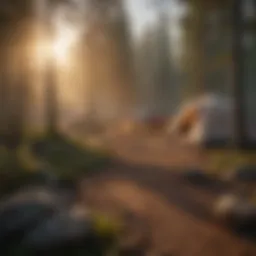Scenic view of a campsite during sunset