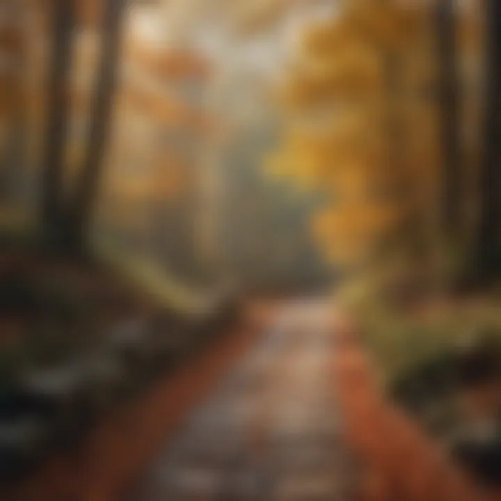 Pathway through a forest adorned with autumn colors