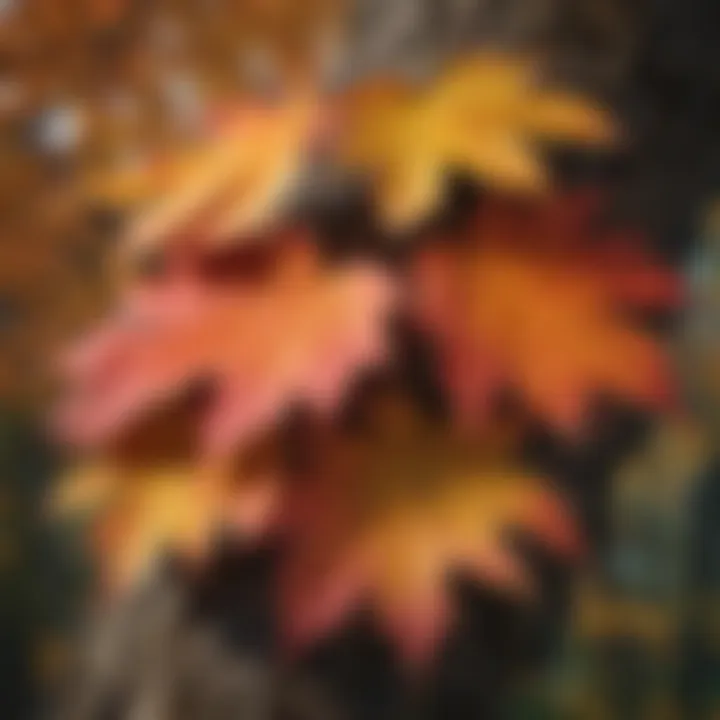 Close-up of colorful leaves on a tree