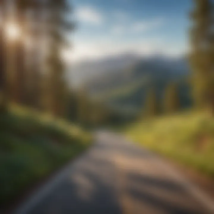 A winding road through lush greenery along Pikes Peak