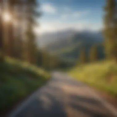 Winding Road Through Nature A winding road through lush greenery along Pikes Peak