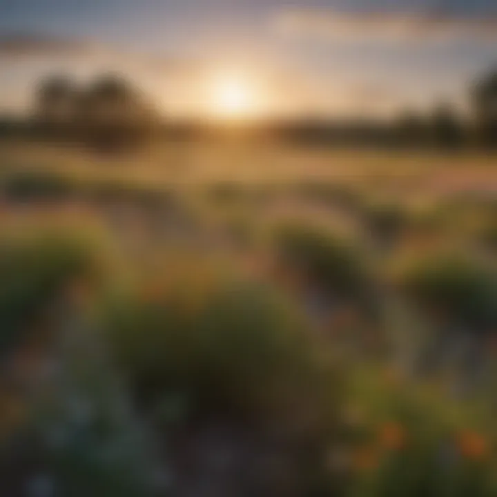 Wildflowers blooming in a prairie landscape