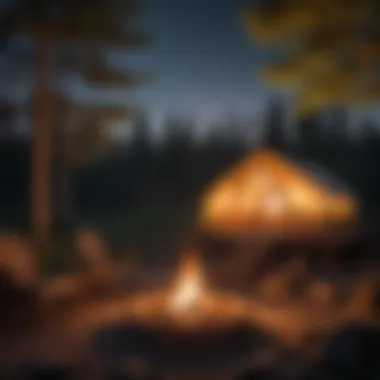 Campsite featuring a cozy fire pit under a starlit sky