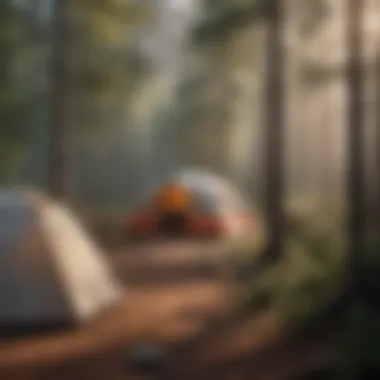 Campsite Among Pine Trees A peaceful campsite nestled among pine trees