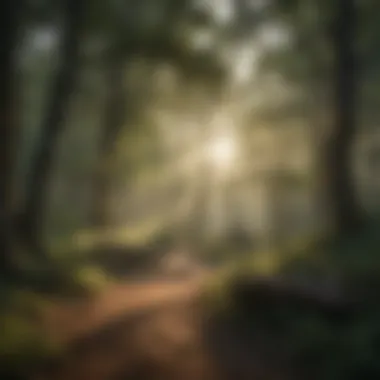 A sunrise over a tranquil hunting site surrounded by lush vegetation