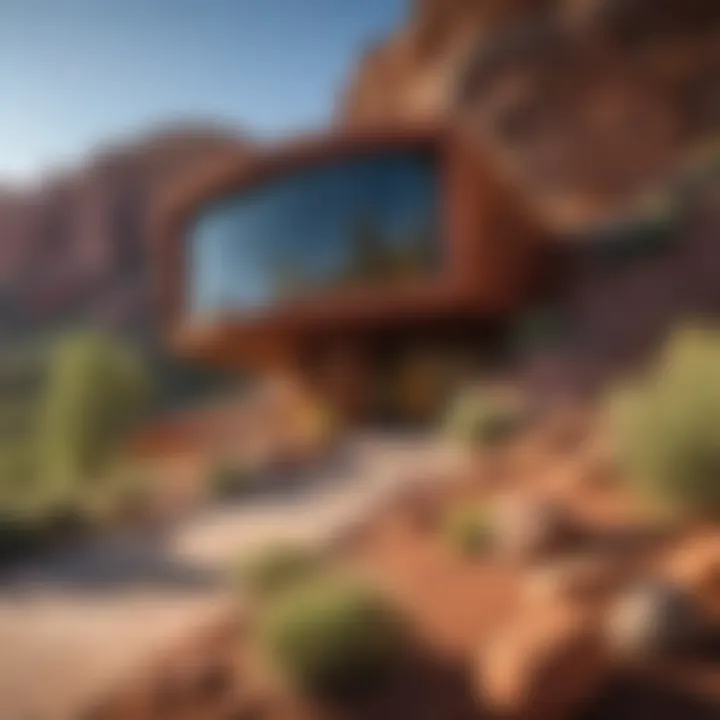 Architectural details of the Red Rock Resort showcasing sustainable design