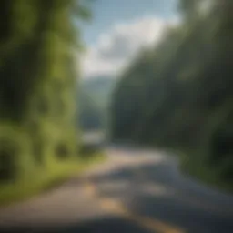 A winding road through lush green hills