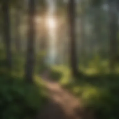 A serene moment on a side by side trail with a forest backdrop