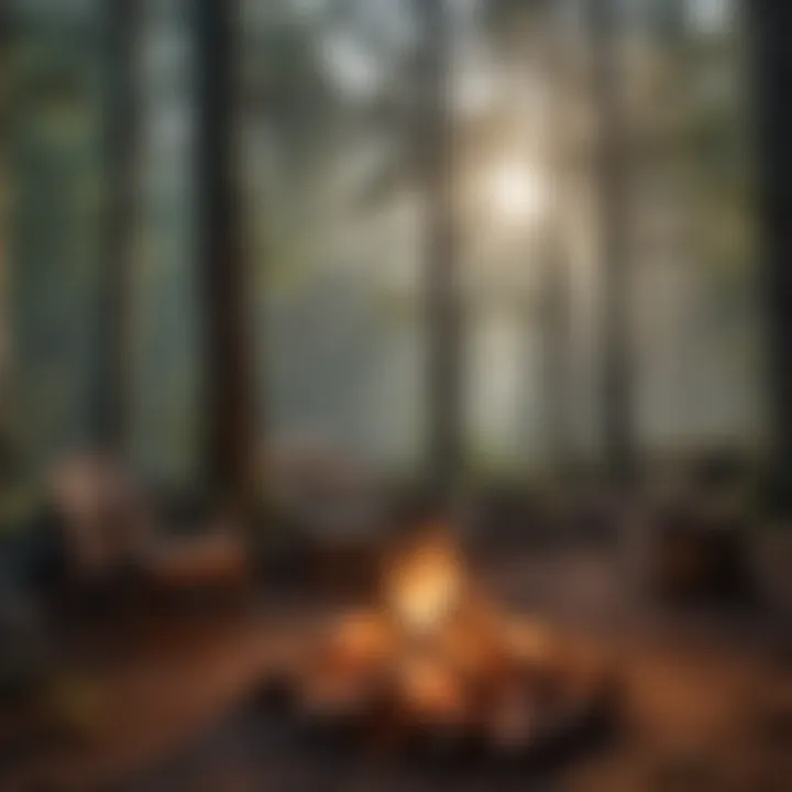 Campfire setup in a serene forest setting