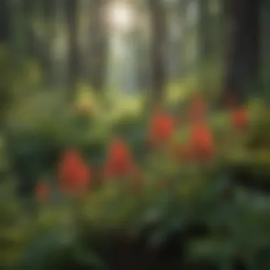 American Paintbrush in Forest Ecosystem Landscape featuring a thriving population of American paintbrush in a forest ecosystem