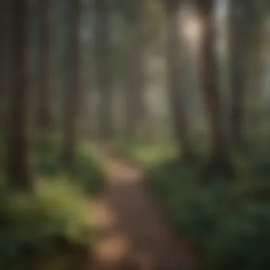 Winding Trails Through Majestic Forests Snowshoe trails winding through a forest