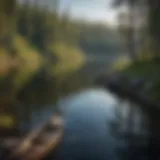 Serene lake surrounded by dense woodland in the Boundary Waters