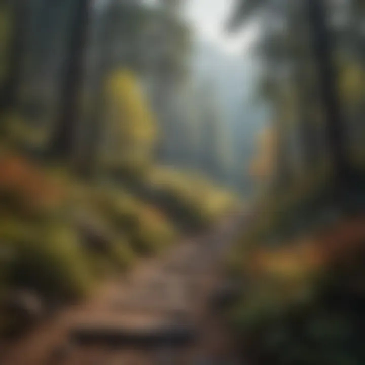 Hiking trail leading through vibrant mountain foliage
