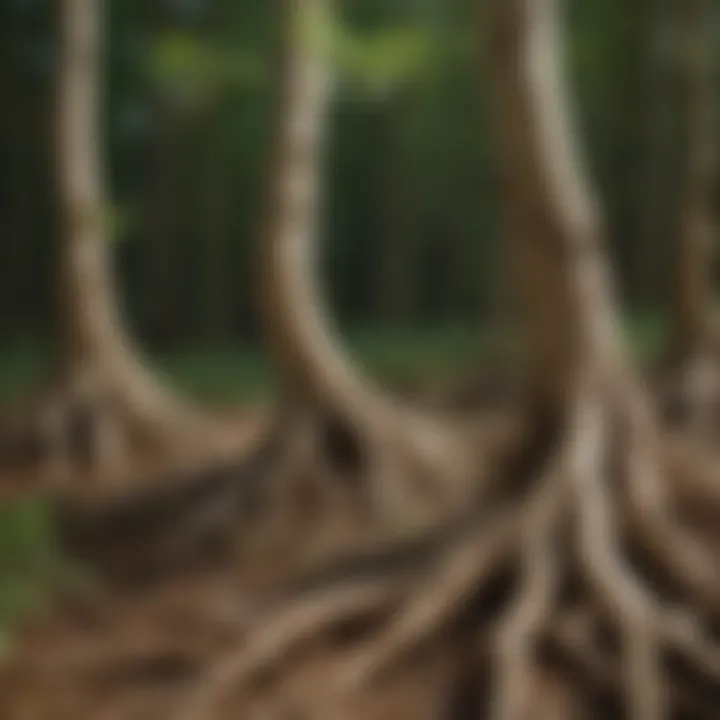 A close-up view of ginseng roots showcasing their unique texture and shape