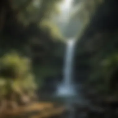 Scenic waterfall nestled within the rainforest ecosystem