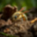 Close-up view of a ground bee in its natural habitat