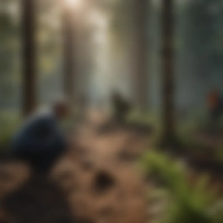 Volunteers planting trees in a community effort