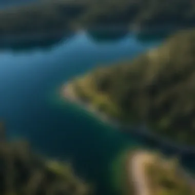 Aerial View of Lake Coeur d'Alene Aerial view of Lake Coeur d'Alene showcasing its crystal-clear waters and surrounding forests.