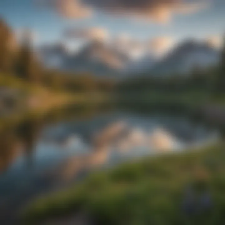 Majestic Redfish Lake framed by rugged mountains and vibrant wildflowers.