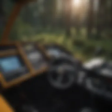 Operational Controls of a Feller Buncher Close-up of the operational controls inside a feller buncher, emphasizing technology and usability.