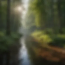 A tranquil Michigan state park showcasing lush greenery and serene waters.
