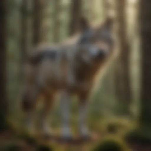 A majestic wolf surveying its forest territory