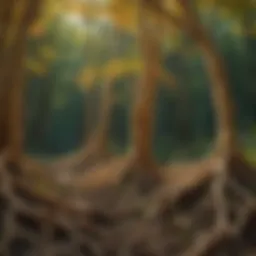 Close-up of Panax ginseng roots showcasing their intricate structures