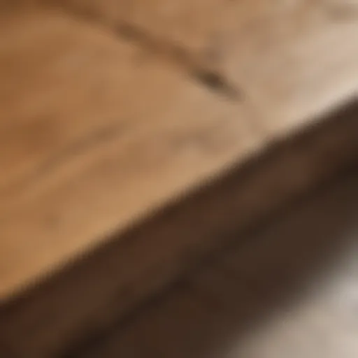 A close-up view of a two-inch thick oak board showcasing its natural grain and texture.