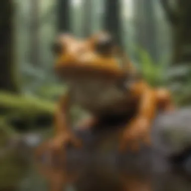 Amphibian Marvels: The Unique Frog Species A unique species of frog in a rainforest