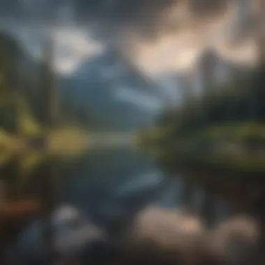 Serenity of Nature's Giants Majestic mountain range reflecting on tranquil waters