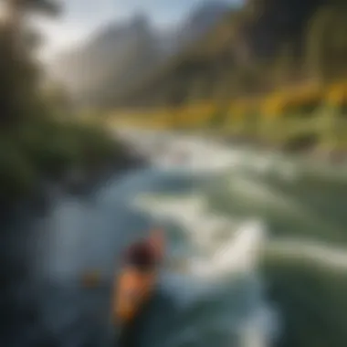 Kayakers navigating the rapids of the Snake River