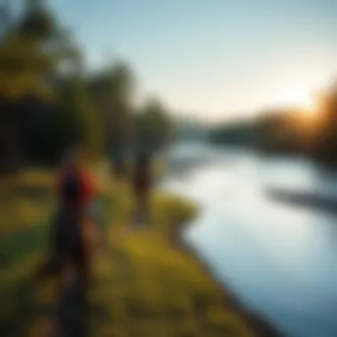 A group of riders enjoying a trail ride along a picturesque river