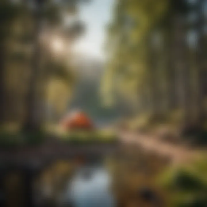 A tranquil campsite near a riverside