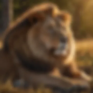 Majestic lion basking in the golden sunlight