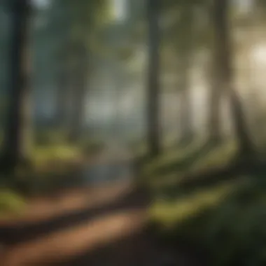 Nature's Sanctuary A serene scene of a tranquil forest filled with wildlife