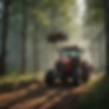 Tractor with Tree Shear for Land Clearing A tractor utilizing a tree shear for efficient land clearing