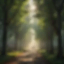 A lush urban forest canopy filtering air pollutants