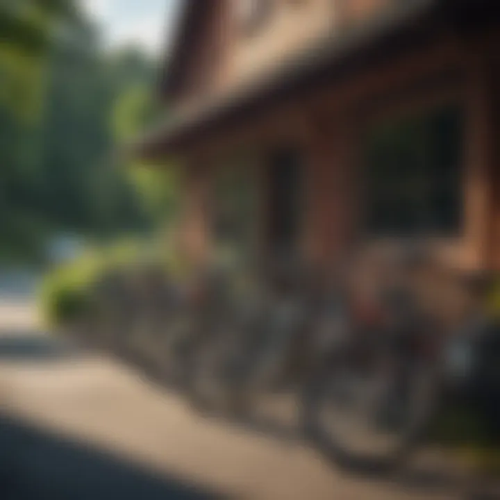 Bicycles parked outside a local bike shop