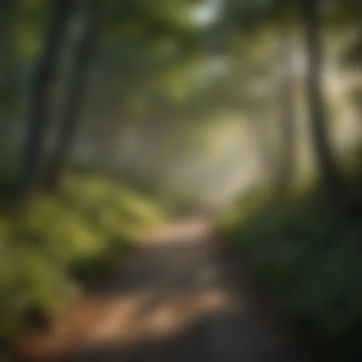 Serene forest pathway winding through lush greenery