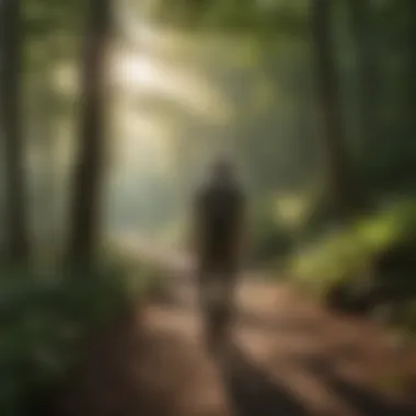 Hiker Embracing Nature's Tranquility Hiker enjoying the tranquility of nature on a trail