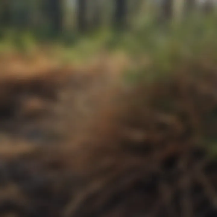 Close-up of pine straw in natural habitat